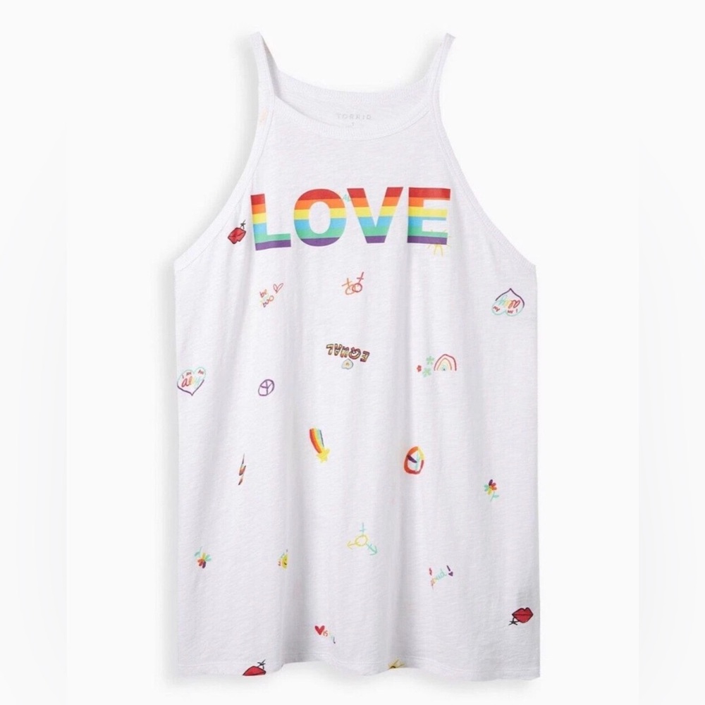 Torrid 2X Pride White Love Rainbow Pride Symbol Tank Top